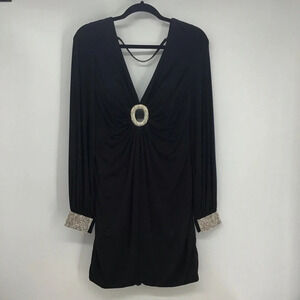 BLACK by Alexia Designs Holiday Party Cocktail Dress W/Rhinestones Black Size 12